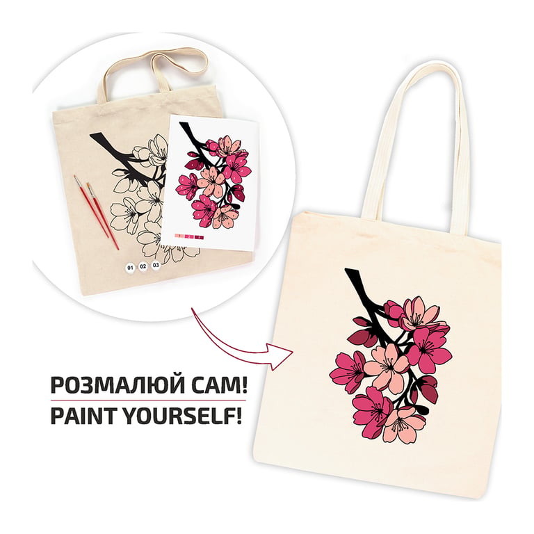Набір для творчості Rosa Talent екосумка-розмальовка, Flowers, 38х42 см (4823098544623) - фото 3