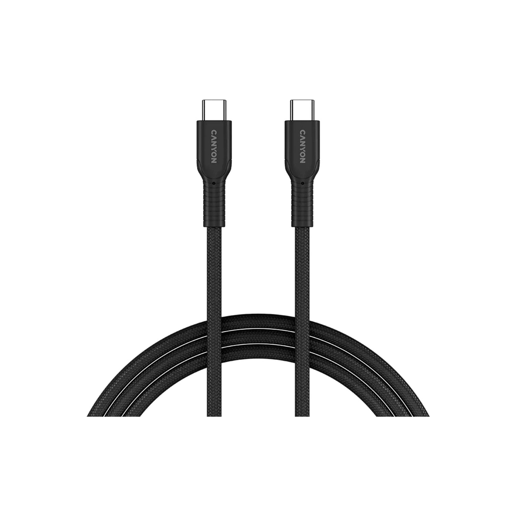 Дата кабель USB-C to USB-C 1.0m OnWire 60CL C-C 60W COLOR Braided 1m Black Canyon (CND-CCAP60AB10B) - фото 1