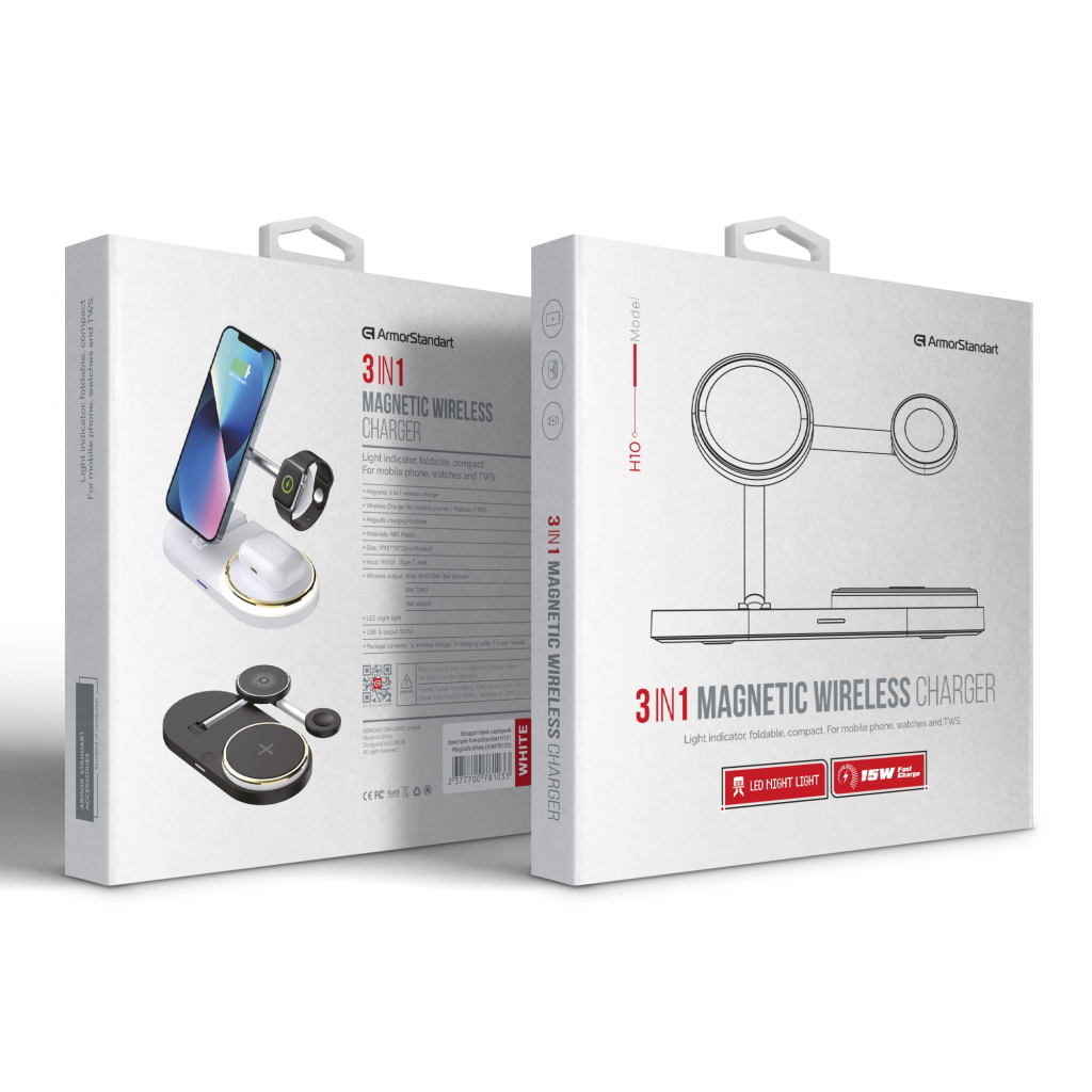 Зарядний пристрій Armorstandart Wireless Charging H101 3 in 1 Magnetic White (ARM78102) - фото 7 Зарядний пристрій Armorstandart Wireless Charging H101 3 in 1 Magnetic White (ARM78102) - фото 7