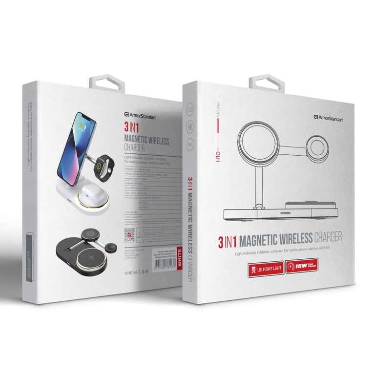 Зарядний пристрій Armorstandart Wireless Charging H101 3 in 1 Magnetic White (ARM78102) - фото 7
