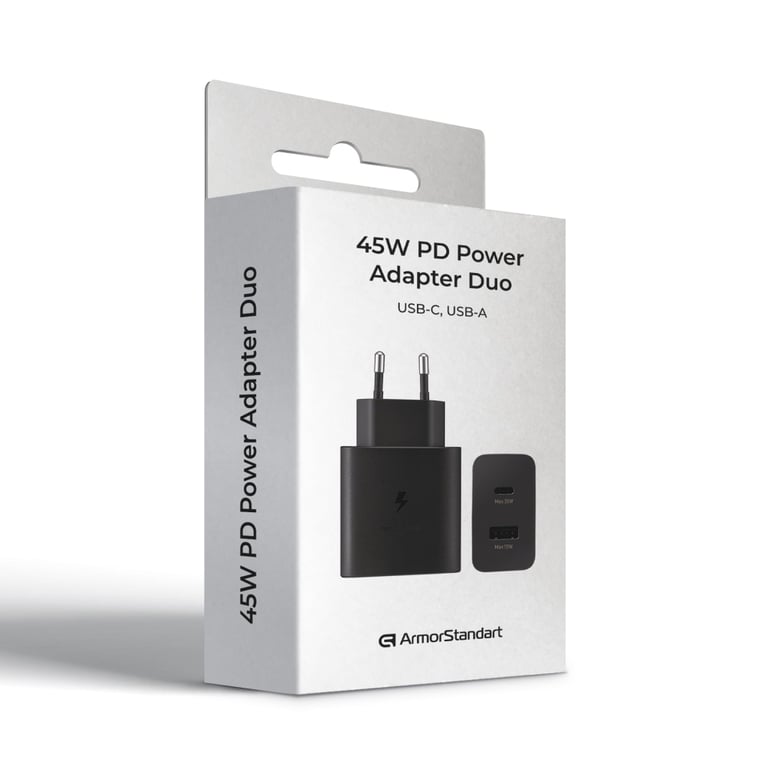 Зарядний пристрій Armorstandart AR-TA220 45W A+C PD Fast Charger Black (ARM73646) - фото 2