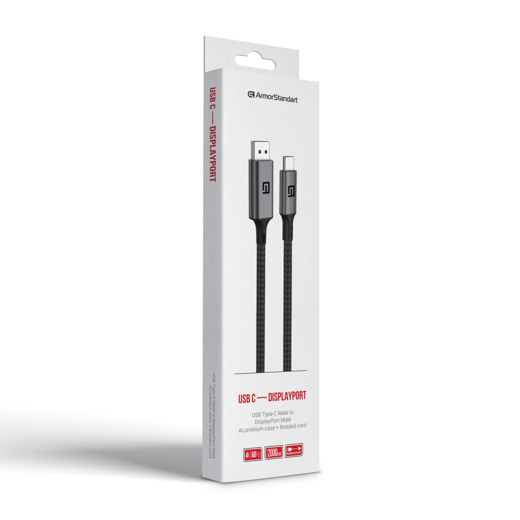 Кабель мультимедійний USB-C to DisplayPort M 2.0m 4K60Hz black Armorstandart (ARM76892) - фото 2 Кабель мультимедійний USB-C to DisplayPort M 2.0m 4K60Hz black Armorstandart (ARM76892) - фото 2