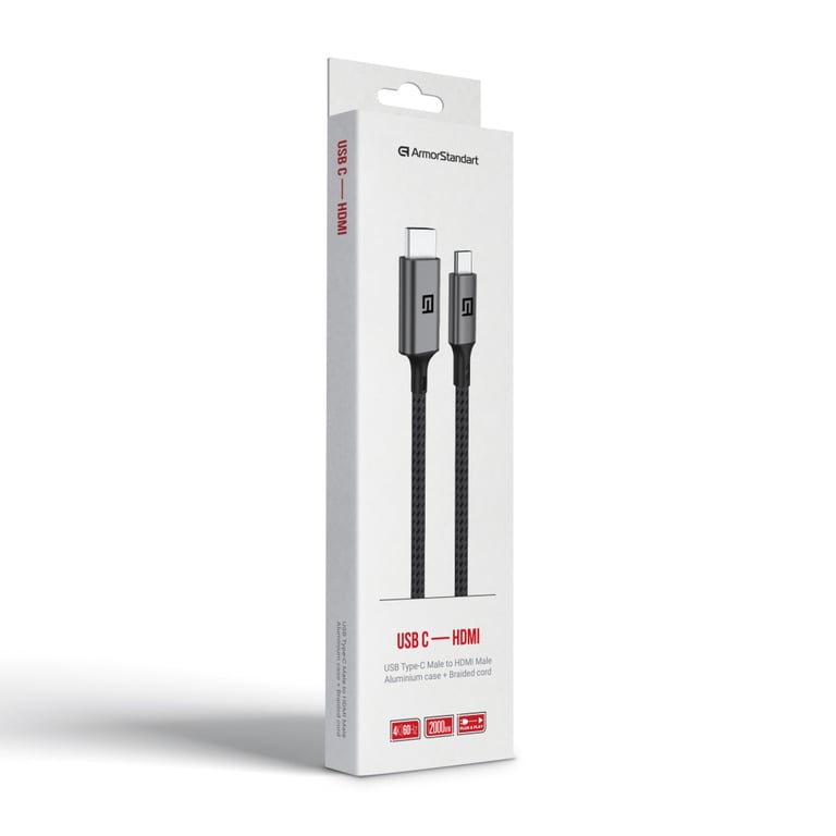 Кабель мультимедійний USB-C to HDMI M 2.0m 4K60Hz black Armorstandart (ARM76891) - фото 2
