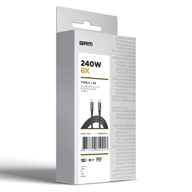 Дата кабель USB-C to USB-C 1.0m USB4 40Gbps 240W 8K60Hz black Armorstandart (ARM81921) - фото 8