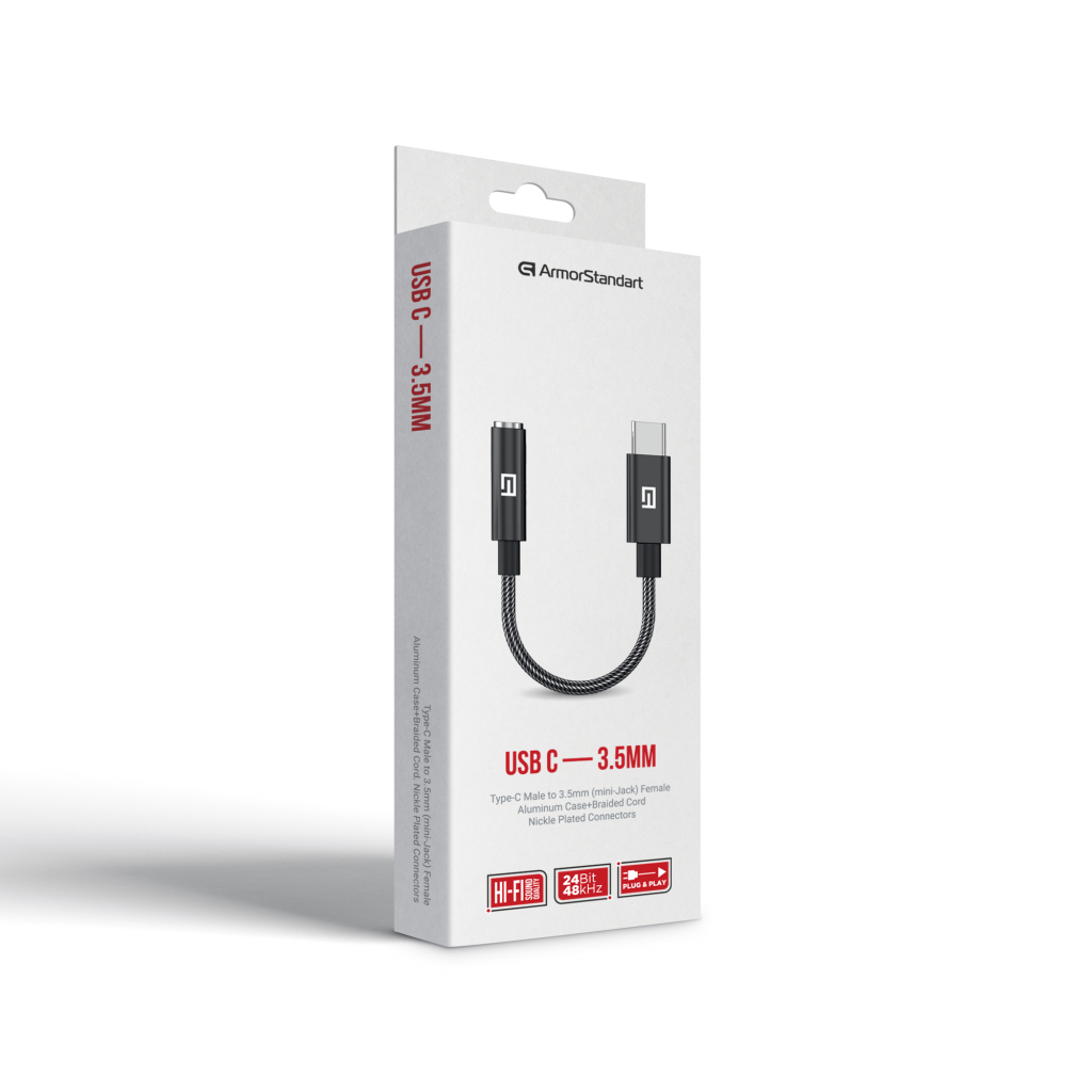 Перехідник USB-C M to 3.5mm F black Armorstandart (ARM76887) - фото 2 Перехідник USB-C M to 3.5mm F black Armorstandart (ARM76887) - фото 2