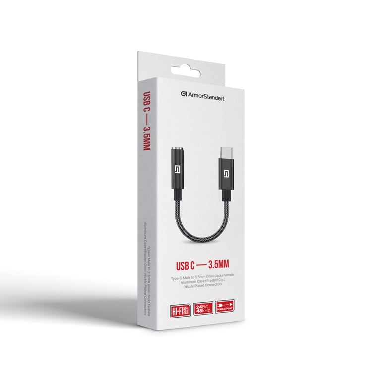 Перехідник USB-C M to 3.5mm F black Armorstandart (ARM76887) - фото 2