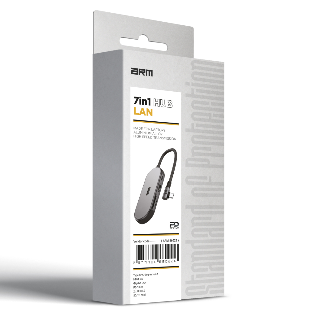 Концентратор Armorstandart Angle USB-C to HDMI 4K, RJ45, PD, 2USB, SD, microSD Grey (ARM86022) - фото 2 Концентратор Armorstandart Angle USB-C to HDMI 4K, RJ45, PD, 2USB, SD, microSD Grey (ARM86022) - фото 2