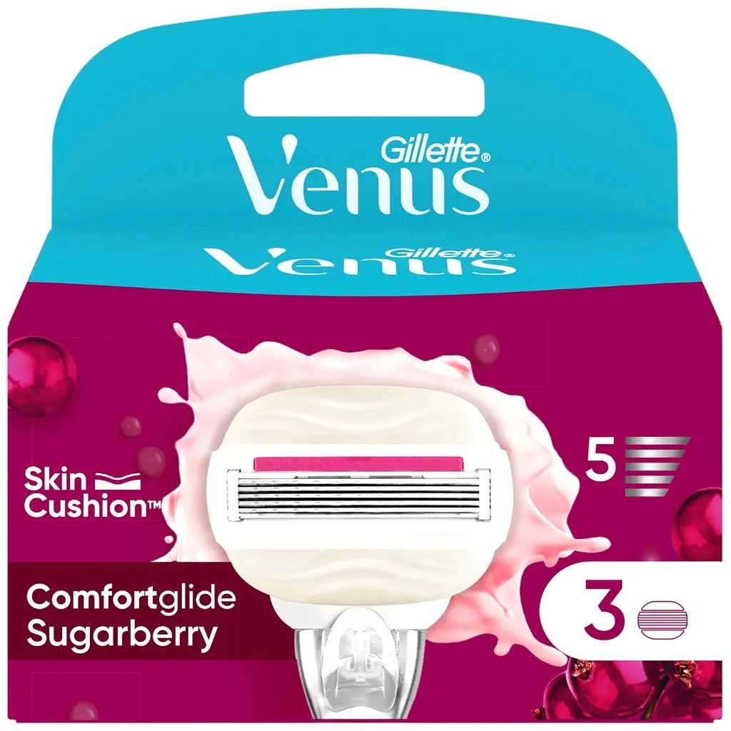 Змінні касети Gillette Venus Comfortglide Olay Sugarberry 3 шт. (8700216674164) - фото 2 Змінні касети Gillette Venus Comfortglide Olay Sugarberry 3 шт. (8700216674164) - фото 2