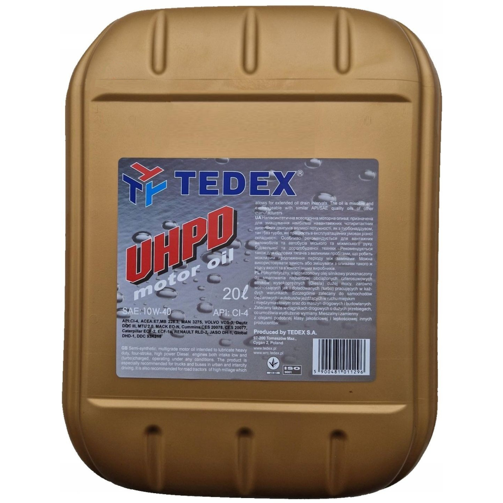 Моторна олива TEDEX UHPD MOTOR OIL CI-4 10W40 - 20л Моторна олива TEDEX UHPD MOTOR OIL CI-4 10W40 - 20л