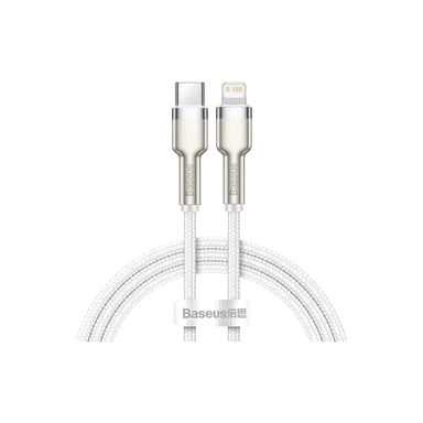 Дата кабель USB-C to Lightning 1.0m Cafule Metal PD 20W white Baseus (CATLJK-A02) - фото 1