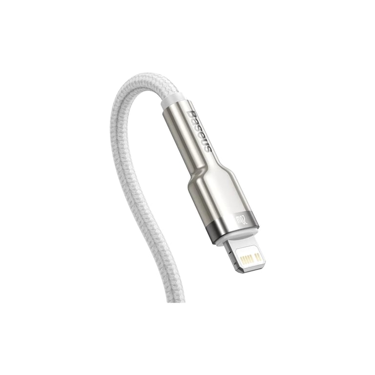 Дата кабель USB-C to Lightning 1.0m Cafule Metal PD 20W white Baseus (CATLJK-A02) - фото 3