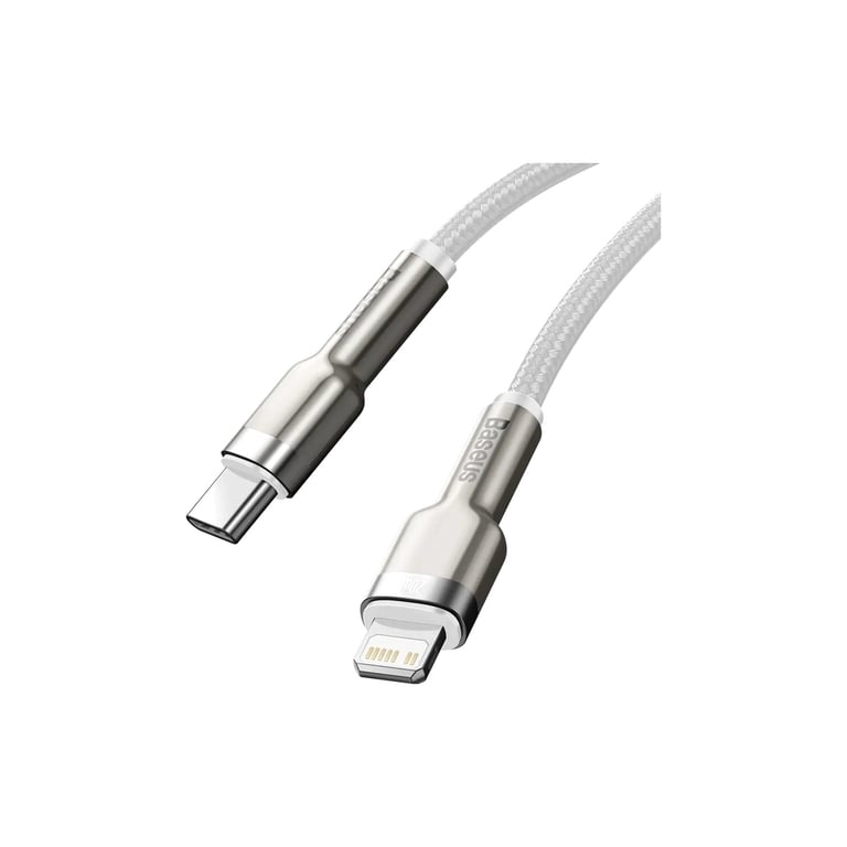 Дата кабель USB-C to Lightning 1.0m Cafule Metal PD 20W white Baseus (CATLJK-A02) - фото 4