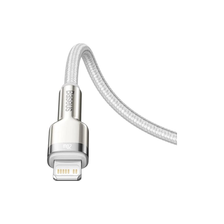 Дата кабель USB-C to Lightning 1.0m Cafule Metal PD 20W white Baseus (CATLJK-A02) - фото 5