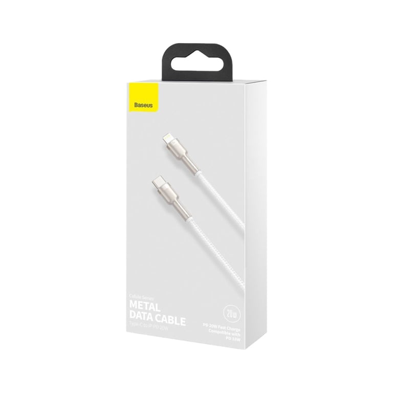 Дата кабель USB-C to Lightning 1.0m Cafule Metal PD 20W white Baseus (CATLJK-A02) - фото 9