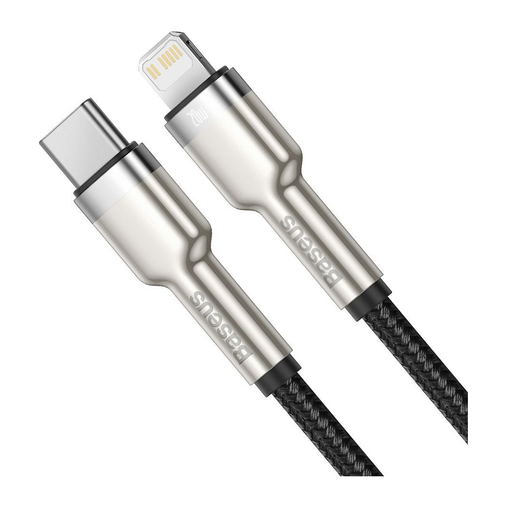Дата кабель USB-C to Lightning 2.0m Cafule Metal PD 20W black Baseus (CATLJK-B01) - фото 2 Дата кабель USB-C to Lightning 2.0m Cafule Metal PD 20W black Baseus (CATLJK-B01) - фото 2