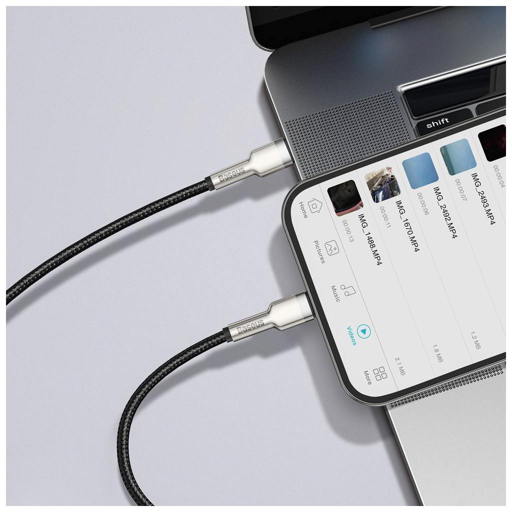 Дата кабель USB-C to Lightning 2.0m Cafule Metal PD 20W black Baseus (CATLJK-B01) - фото 6 Дата кабель USB-C to Lightning 2.0m Cafule Metal PD 20W black Baseus (CATLJK-B01) - фото 6