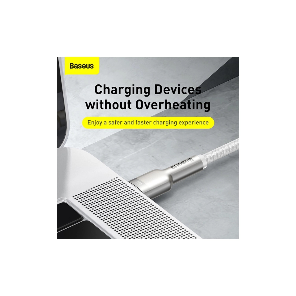 Дата кабель USB-C to USB-C 2.0m Cafule Metal PD 100W white Baseus (CATJK-D02) - фото 4 Дата кабель USB-C to USB-C 2.0m Cafule Metal PD 100W white Baseus (CATJK-D02) - фото 4