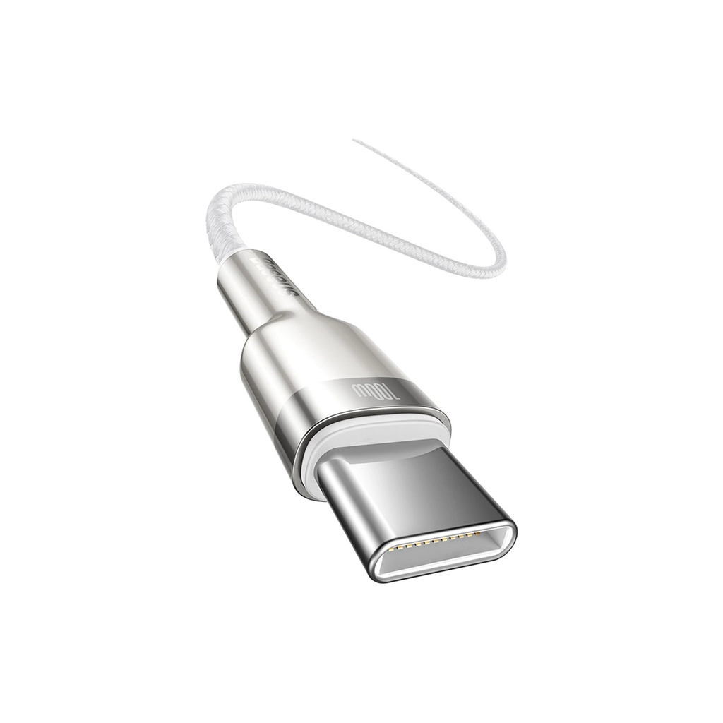 Дата кабель USB-C to USB-C 2.0m Cafule Metal PD 100W white Baseus (CATJK-D02) - фото 3 Дата кабель USB-C to USB-C 2.0m Cafule Metal PD 100W white Baseus (CATJK-D02) - фото 3