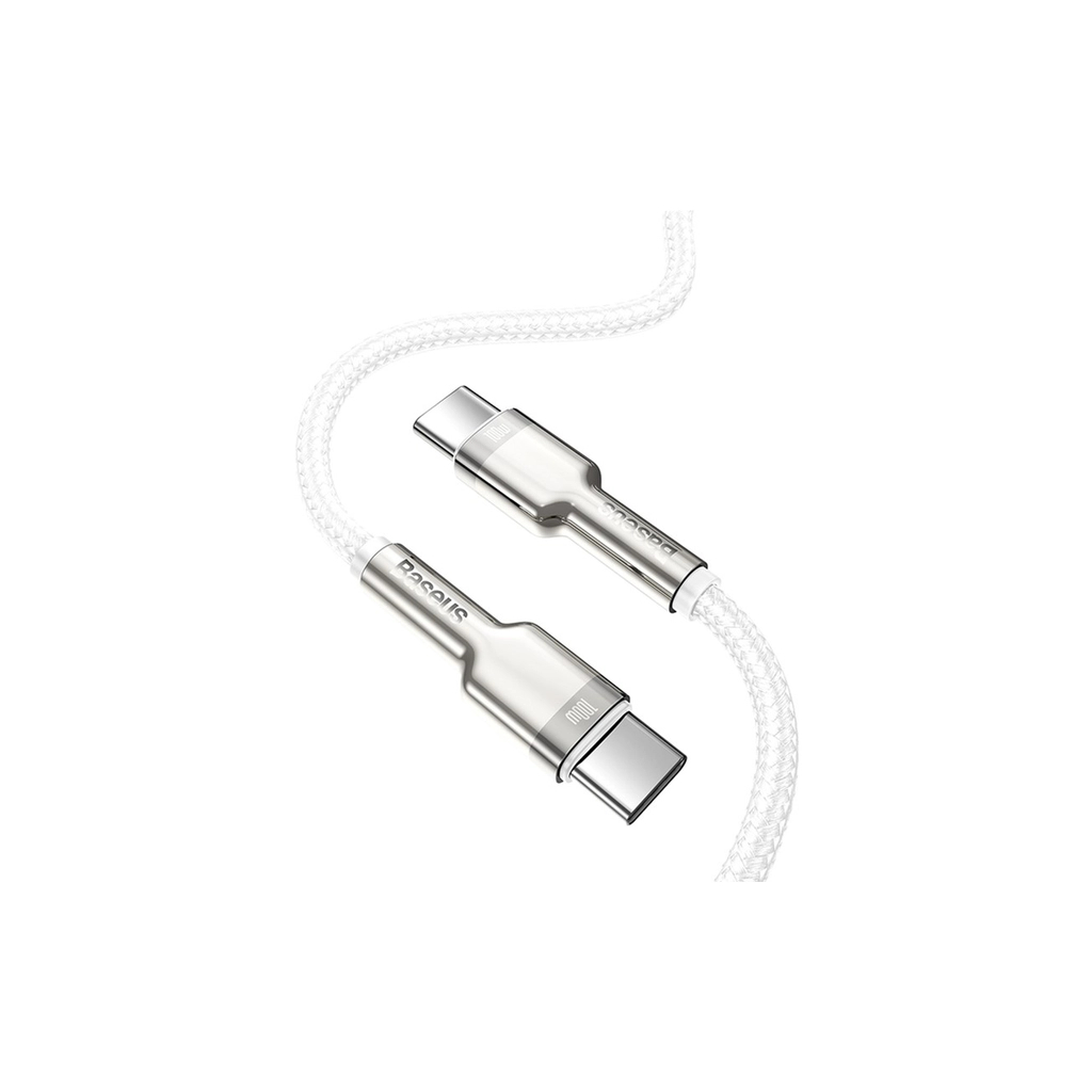 Дата кабель USB-C to USB-C 2.0m Cafule Metal PD 100W white Baseus (CATJK-D02) - фото 5 Дата кабель USB-C to USB-C 2.0m Cafule Metal PD 100W white Baseus (CATJK-D02) - фото 5