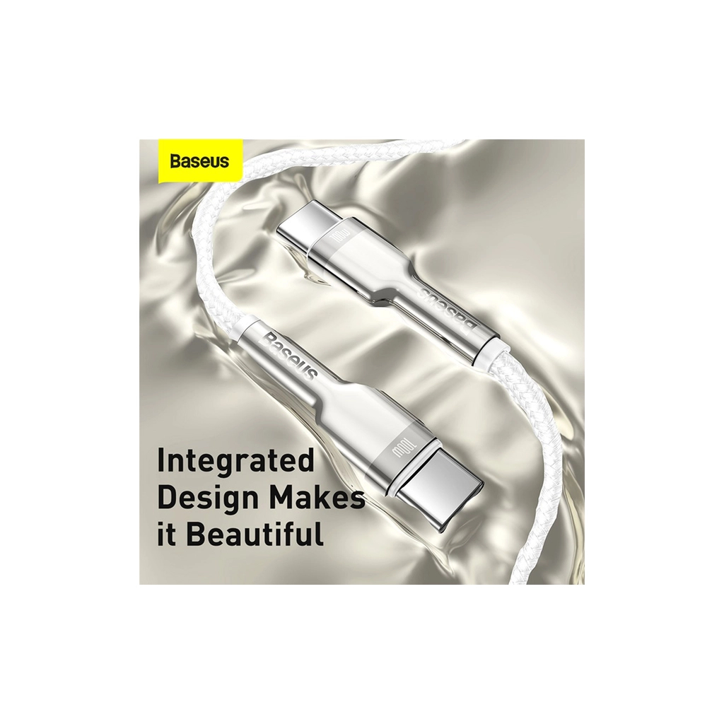 Дата кабель USB-C to USB-C 2.0m Cafule Metal PD 100W white Baseus (CATJK-D02) - фото 10 Дата кабель USB-C to USB-C 2.0m Cafule Metal PD 100W white Baseus (CATJK-D02) - фото 10