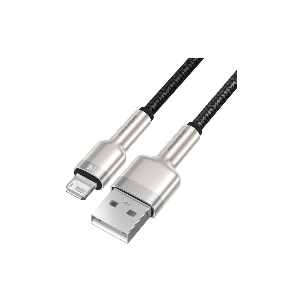 Дата кабель USB 2.0 AM to Lightning 1.0m Cafule Metal 2.4A black Baseus (CALJK-A01)