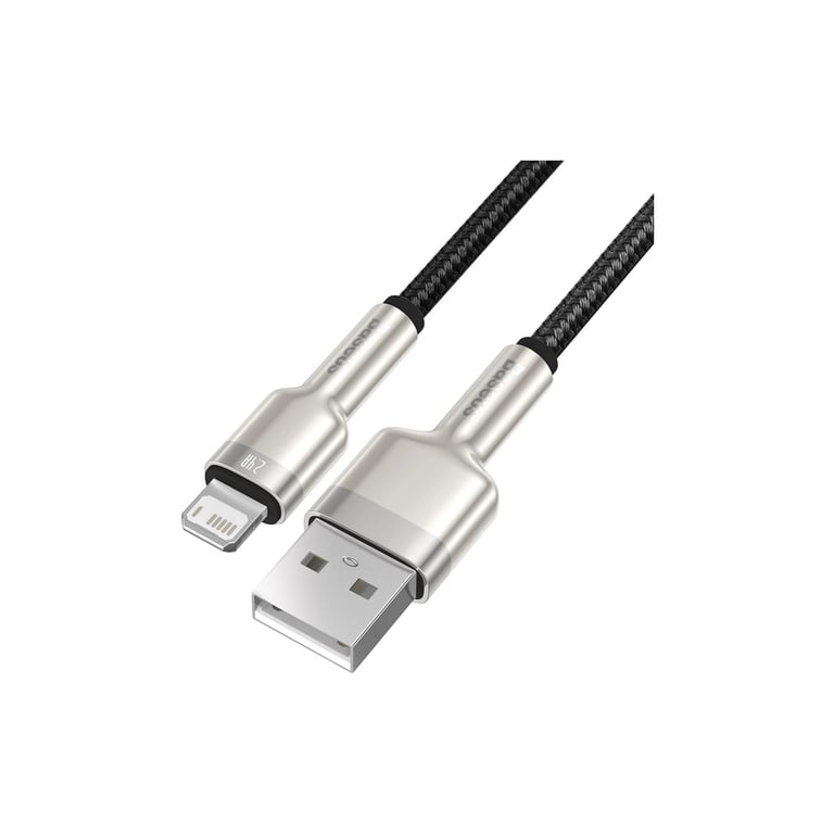 Дата кабель USB 2.0 AM to Lightning 1.0m Cafule Metal 2.4A black Baseus (CALJK-A01) - фото 1