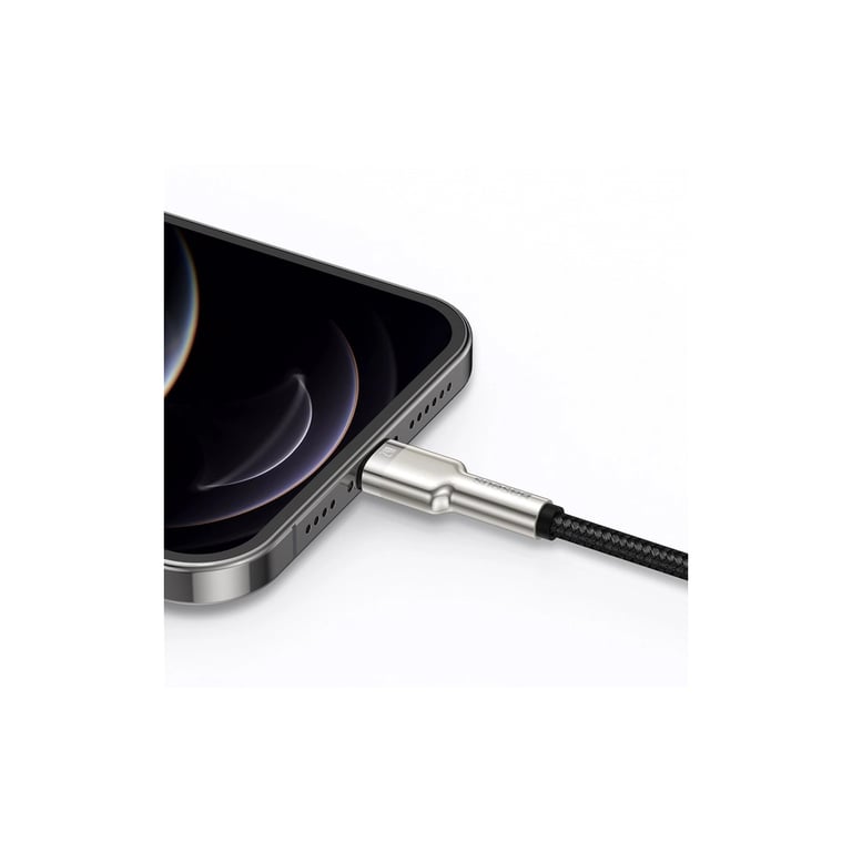 Дата кабель USB 2.0 AM to Lightning 1.0m Cafule Metal 2.4A black Baseus (CALJK-A01) - фото 10