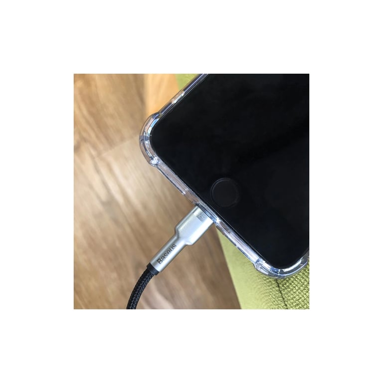 Дата кабель USB 2.0 AM to Lightning 1.0m Cafule Metal 2.4A black Baseus (CALJK-A01) - фото 11
