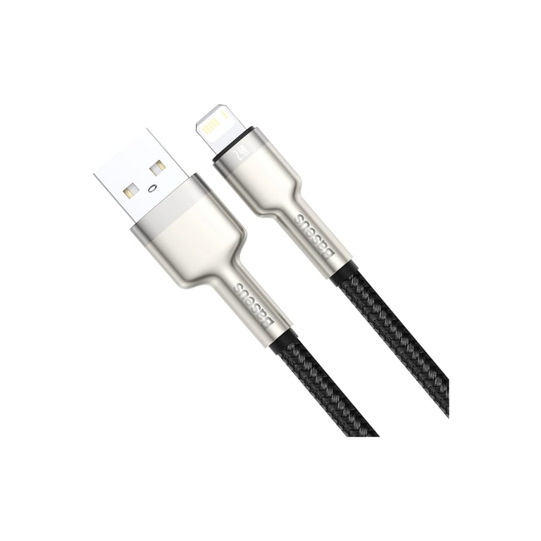 Дата кабель USB 2.0 AM to Lightning 1.0m Cafule Metal 2.4A black Baseus (CALJK-A01) - фото 2