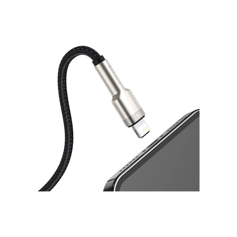 Дата кабель USB 2.0 AM to Lightning 1.0m Cafule Metal 2.4A black Baseus (CALJK-A01) - фото 4