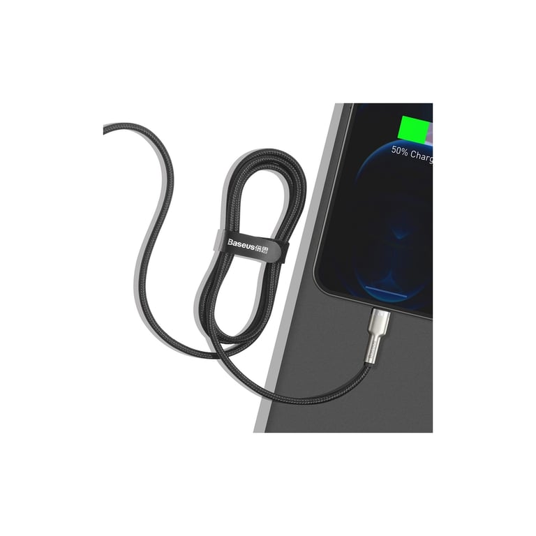 Дата кабель USB 2.0 AM to Lightning 1.0m Cafule Metal 2.4A black Baseus (CALJK-A01) - фото 5