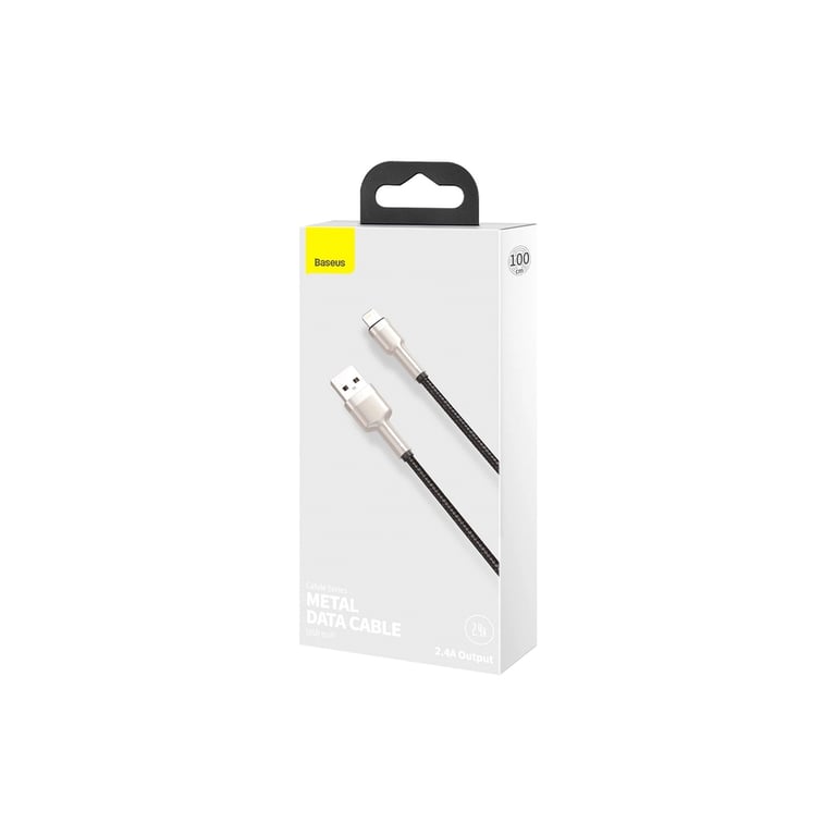 Дата кабель USB 2.0 AM to Lightning 1.0m Cafule Metal 2.4A black Baseus (CALJK-A01) - фото 7