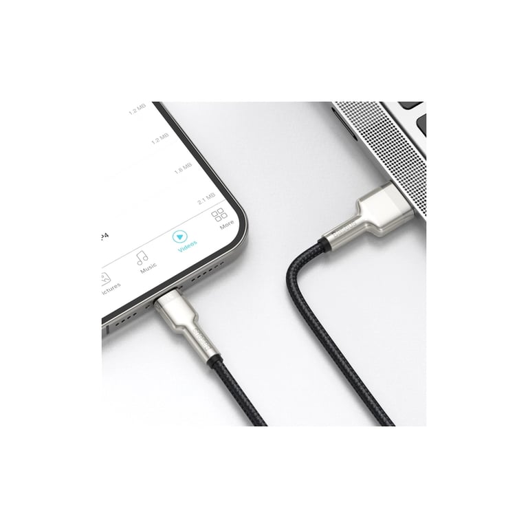 Дата кабель USB 2.0 AM to Lightning 1.0m Cafule Metal 2.4A black Baseus (CALJK-A01) - фото 9