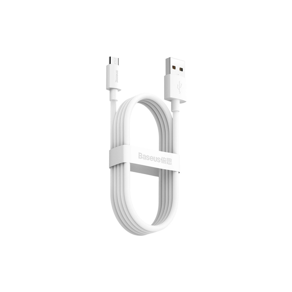Дата кабель USB 2.0 AM to Micro 5P 1.5m 2.1A Simple WisdomKit (2PCS) white Baseus (TZCAMZJ-02)