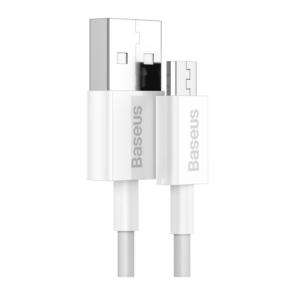 Дата кабель USB 2.0 AM to Micro 5P 2.0m Superior Fast Charging 2A white Baseus (CAMYS-A02) - фото 2 Дата кабель USB 2.0 AM to Micro 5P 2.0m Superior Fast Charging 2A white Baseus (CAMYS-A02) - фото 2