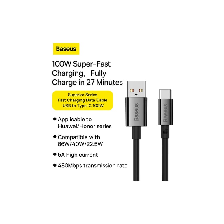 Дата кабель USB 2.0 AM to USB-C 1.0m Superior Fast Charging 100W cluster black Baseus (P10320102114-00) - фото 10