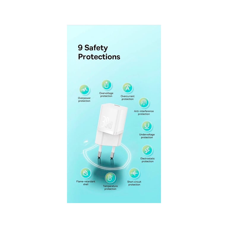 Зарядний пристрій Baseus GaN5 Fast Charger USB-C 30W + Cable 1.0m Type-C 100W white (P10110902213-00) - фото 9