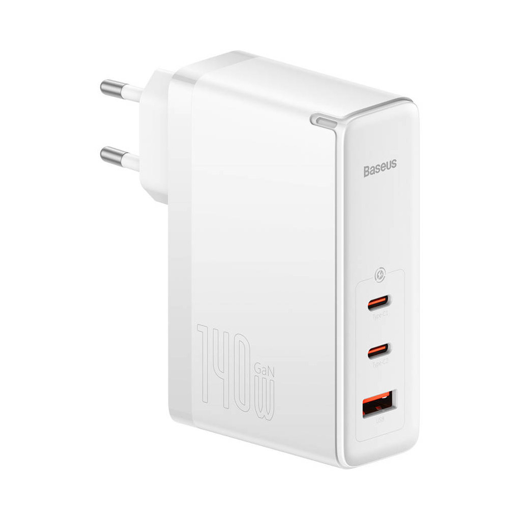Зарядний пристрій Baseus GaN5 Pro Fast Charger 2C+U 140W + Cable 1.0m Type-C 240W white (CCGP100202) Зарядний пристрій Baseus GaN5 Pro Fast Charger 2C+U 140W + Cable 1.0m Type-C 240W white (CCGP100202)