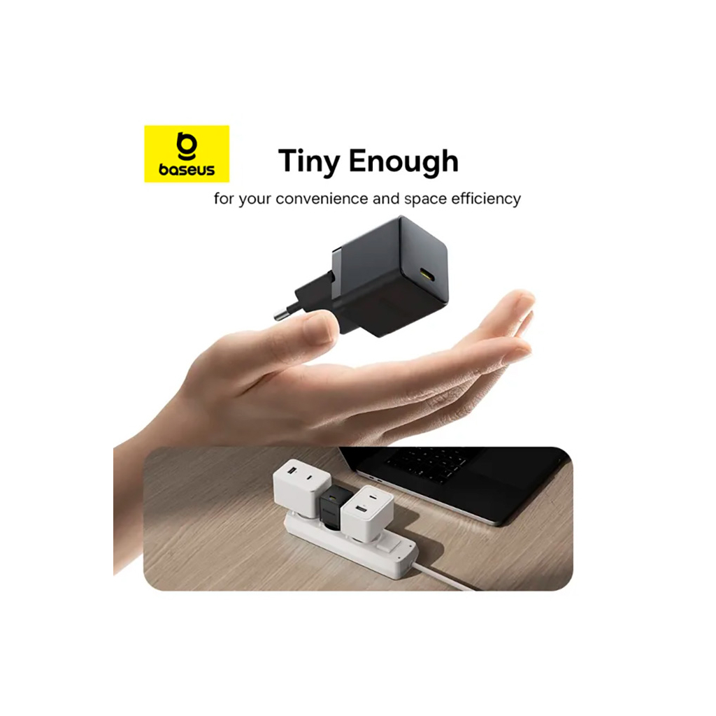 Зарядний пристрій Baseus Palm Fast Charger 1C 20W + Cable 1.0m Type-C 60W black (P10111602113-01) - фото 4 Зарядний пристрій Baseus Palm Fast Charger 1C 20W + Cable 1.0m Type-C 60W black (P10111602113-01) - фото 4