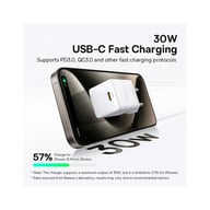 Зарядний пристрій Baseus Palm Fast Charger 1C 30W + Cable 1.0m Type-C 60W white (P10111605213-01) - фото 6
