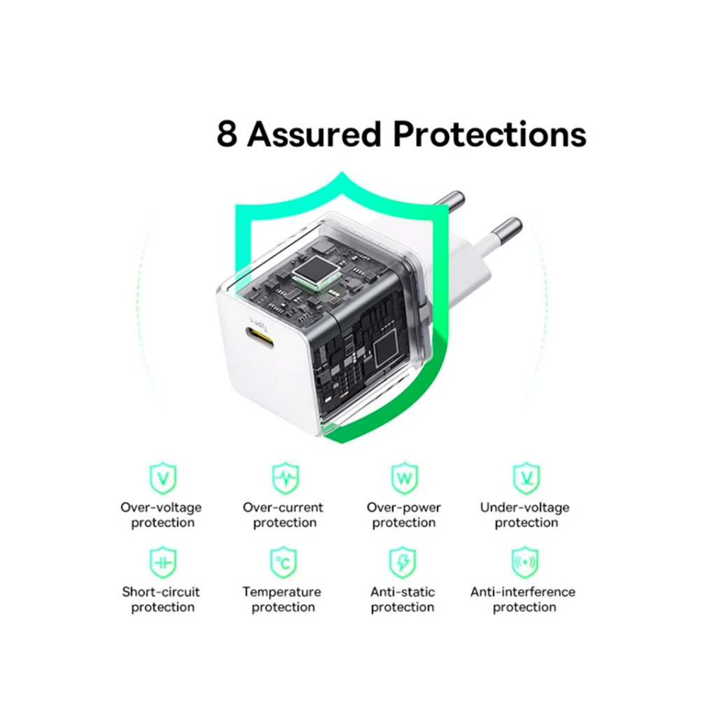 Зарядний пристрій Baseus Palm Fast Charger 1C 30W + Cable 1.0m Type-C 60W white (P10111605213-01) - фото 7 Зарядний пристрій Baseus Palm Fast Charger 1C 30W + Cable 1.0m Type-C 60W white (P10111605213-01) - фото 7