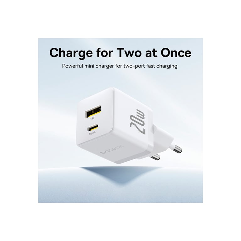 Зарядний пристрій Baseus Palm Fast Charger C+U 20W moon white (P10111608213-00) - фото 6