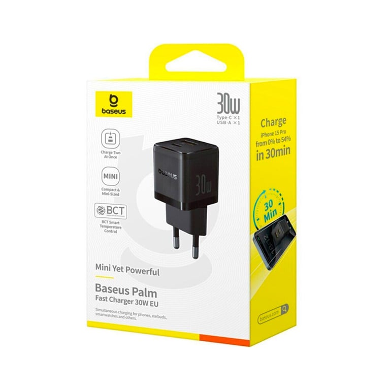 Зарядний пристрій Baseus Palm Fast Charger C+U 30W cluster black (P1011160A113-00) - фото 6