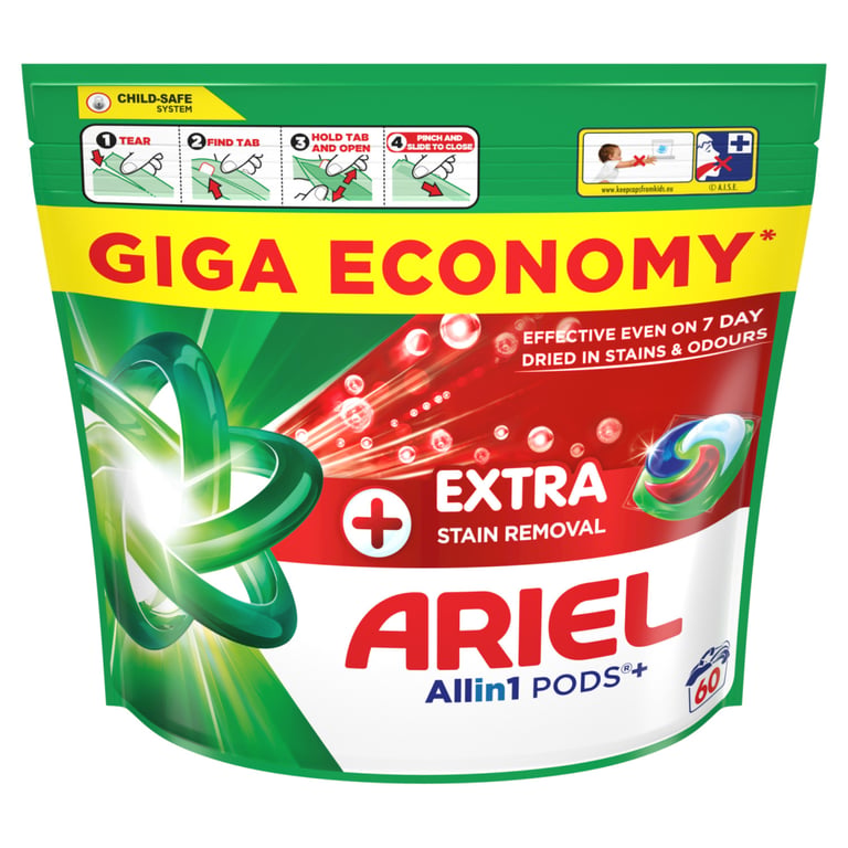 Капсули для прання Ariel Pods+ All-in-1 Extra Stain Removal Екстрасила виведення плям 60 шт. (8700216764032) - фото 2