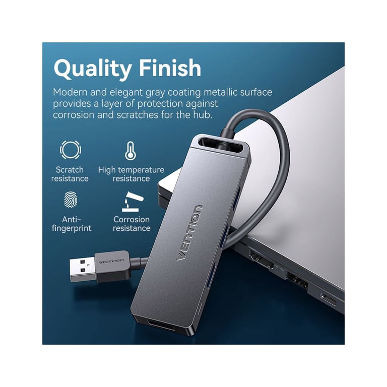 Концентратор Vention USB 3.0 to 4xUSB 3.0 Hub With Power Supply 0.15m black (CHLBB) - фото 4