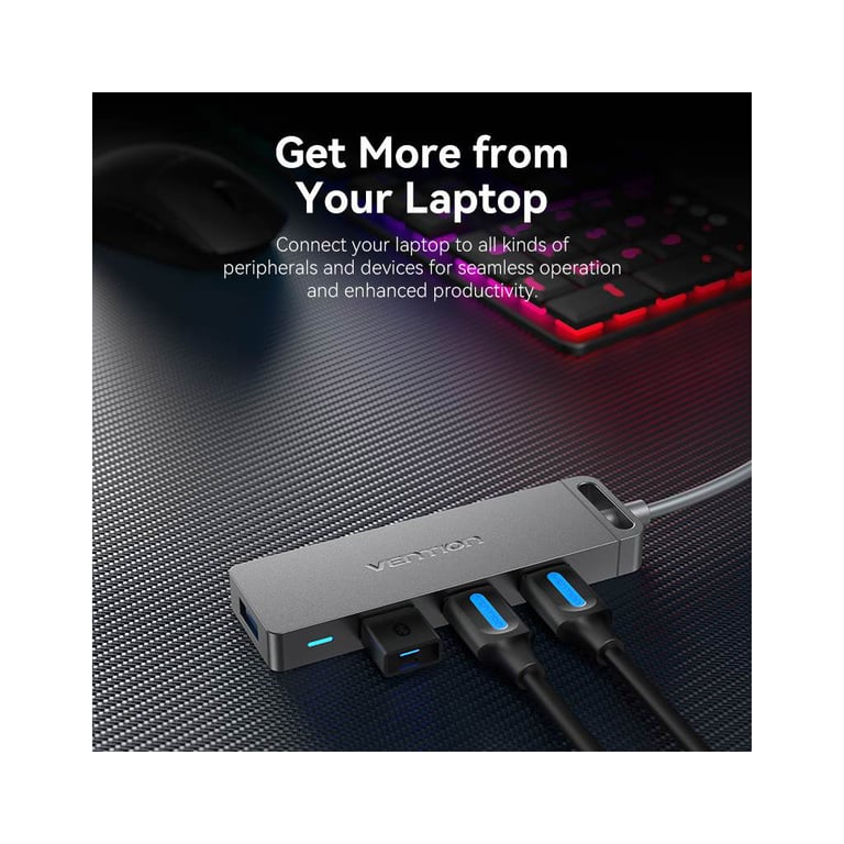 Концентратор Vention USB 3.0 to 4xUSB 3.0 Hub With Power Supply 0.15m black (CHLBB) - фото 9