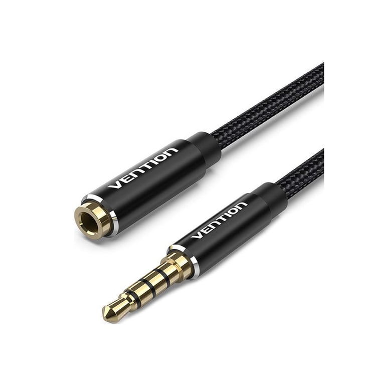 Кабель мультимедійний 3.5mm M to 3.5mm F 1.0m black Vention (BHBBF) - фото 1