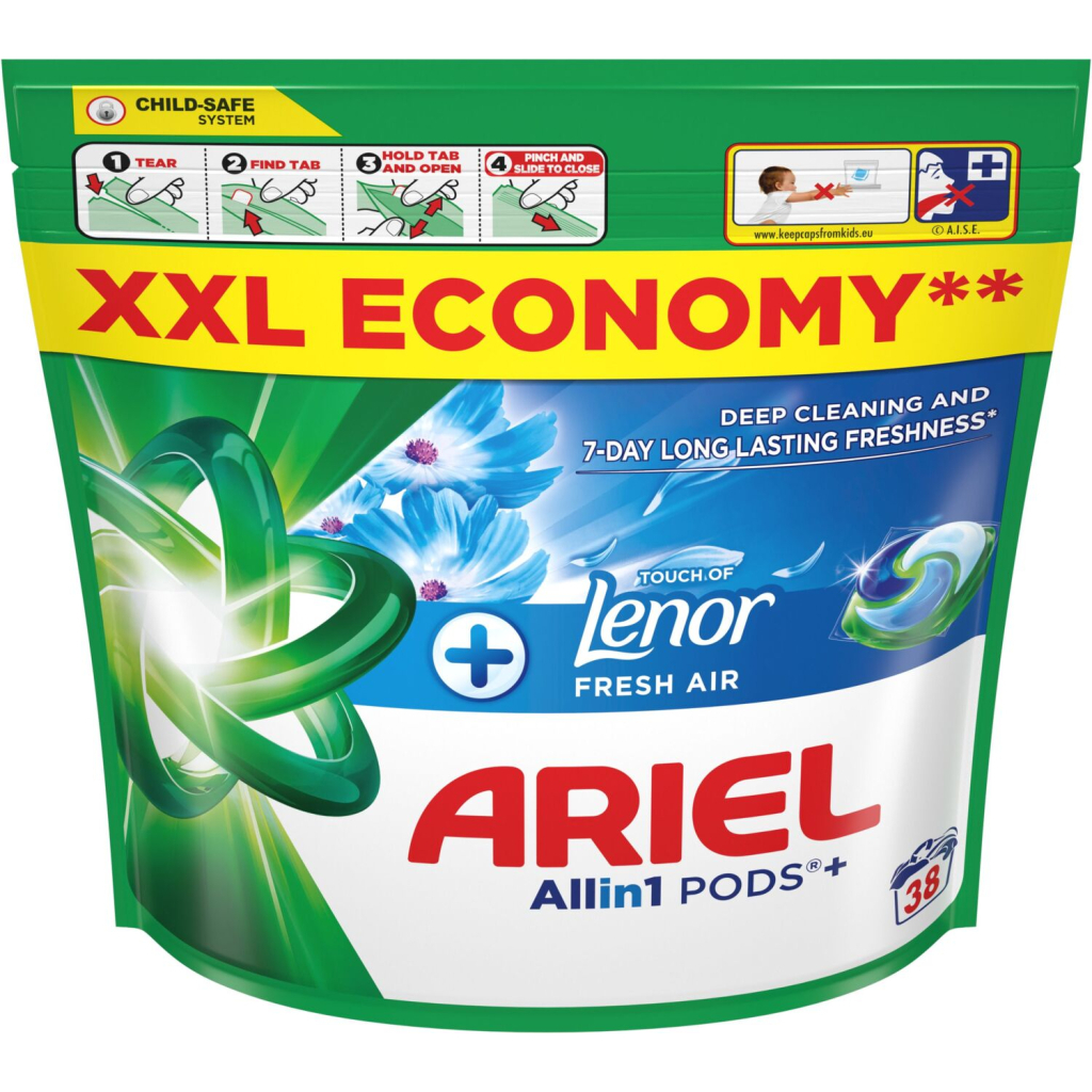 Капсули для прання Ariel Pods+ All-in-1 Touch of Lenor Дотик свіжого повітря Lenor 38 шт. (8700216764599) - фото 2 Капсули для прання Ariel Pods+ All-in-1 Touch of Lenor Дотик свіжого повітря Lenor 38 шт. (8700216764599) - фото 2