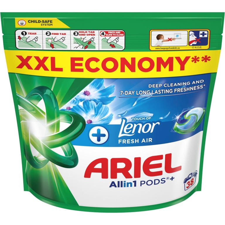 Капсули для прання Ariel Pods+ All-in-1 Touch of Lenor Дотик свіжого повітря Lenor 38 шт. (8700216764599) - фото 2