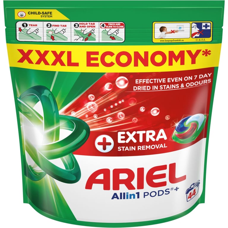 Капсули для прання Ariel Pods+ All-in-1 Extra Stain Removal Екстрасила виведення плям 44 шт. (8700216764940) - фото 1